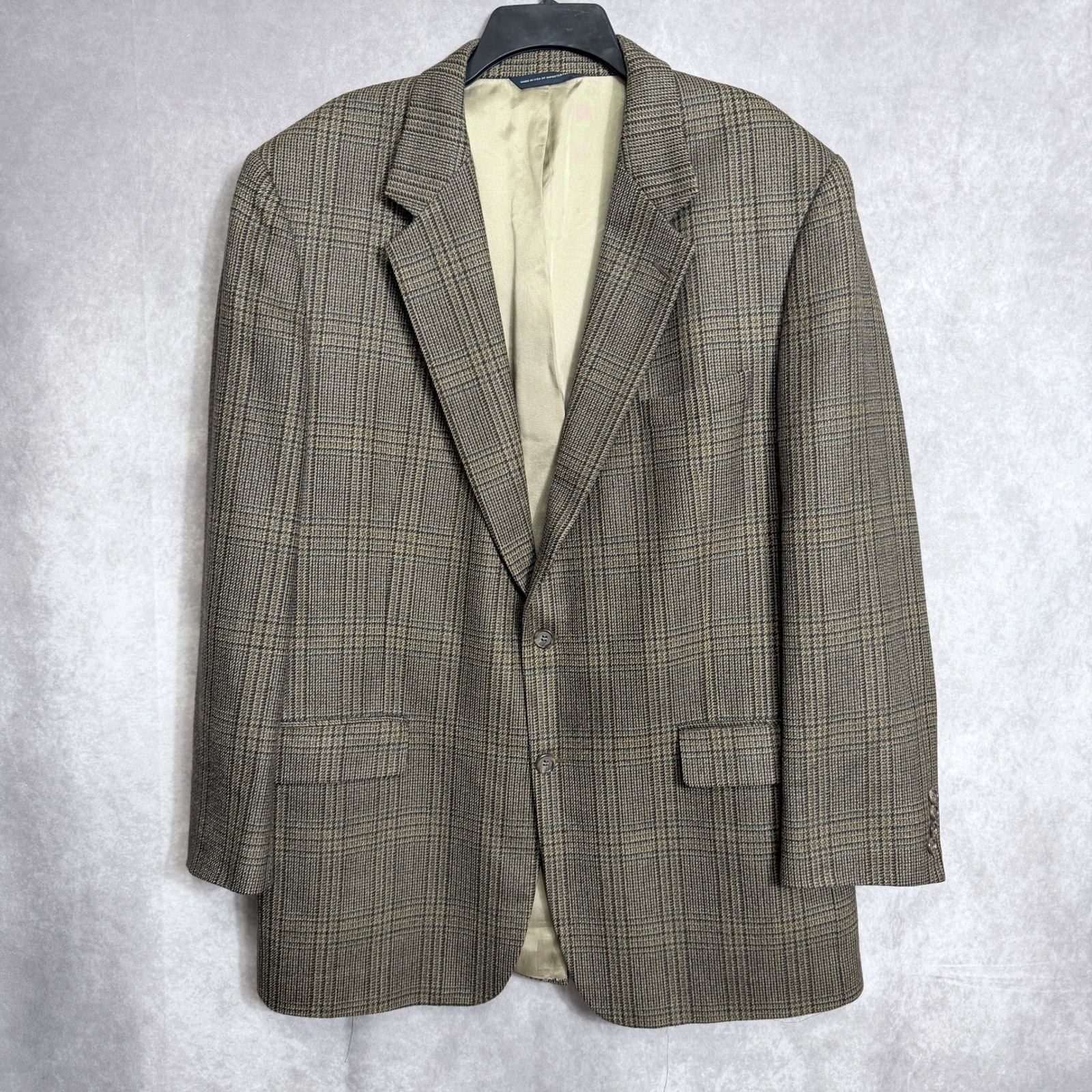 Brooks Brothers Sport Coat Blazer Brown Glen Plaid Lambswool Cashmere Usa 46l